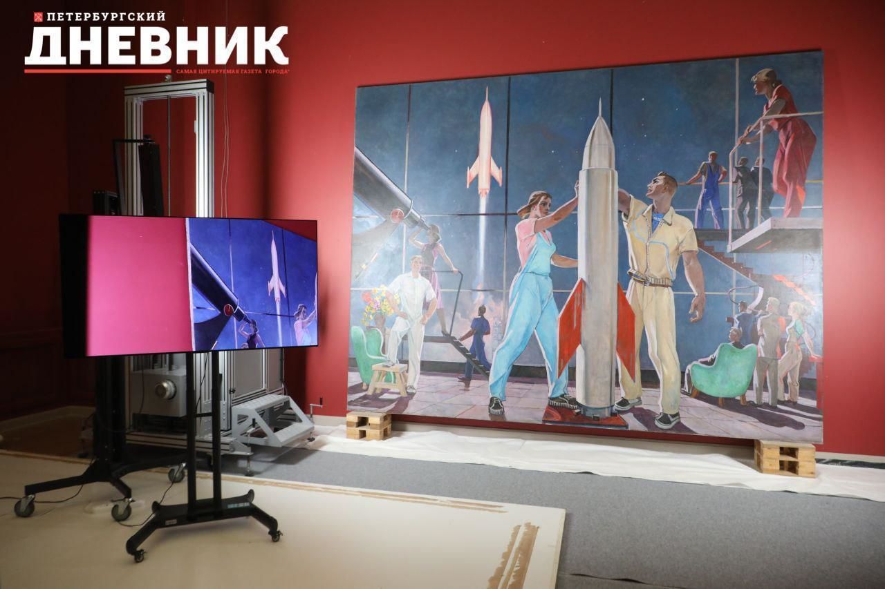Русский музей показал отреставрированную картину Александра Дейнеки «Покорители космоса»