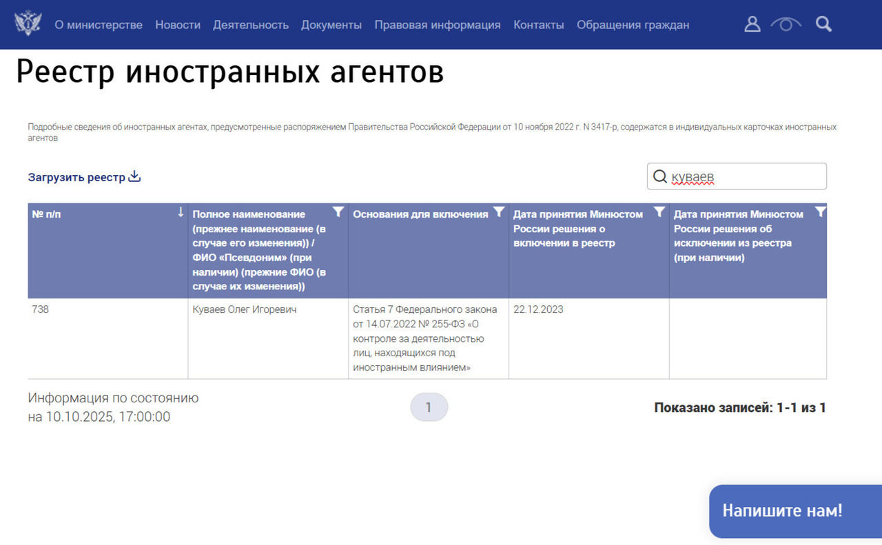 В Петербурге приставы взыскивают с Куваева* штрафы