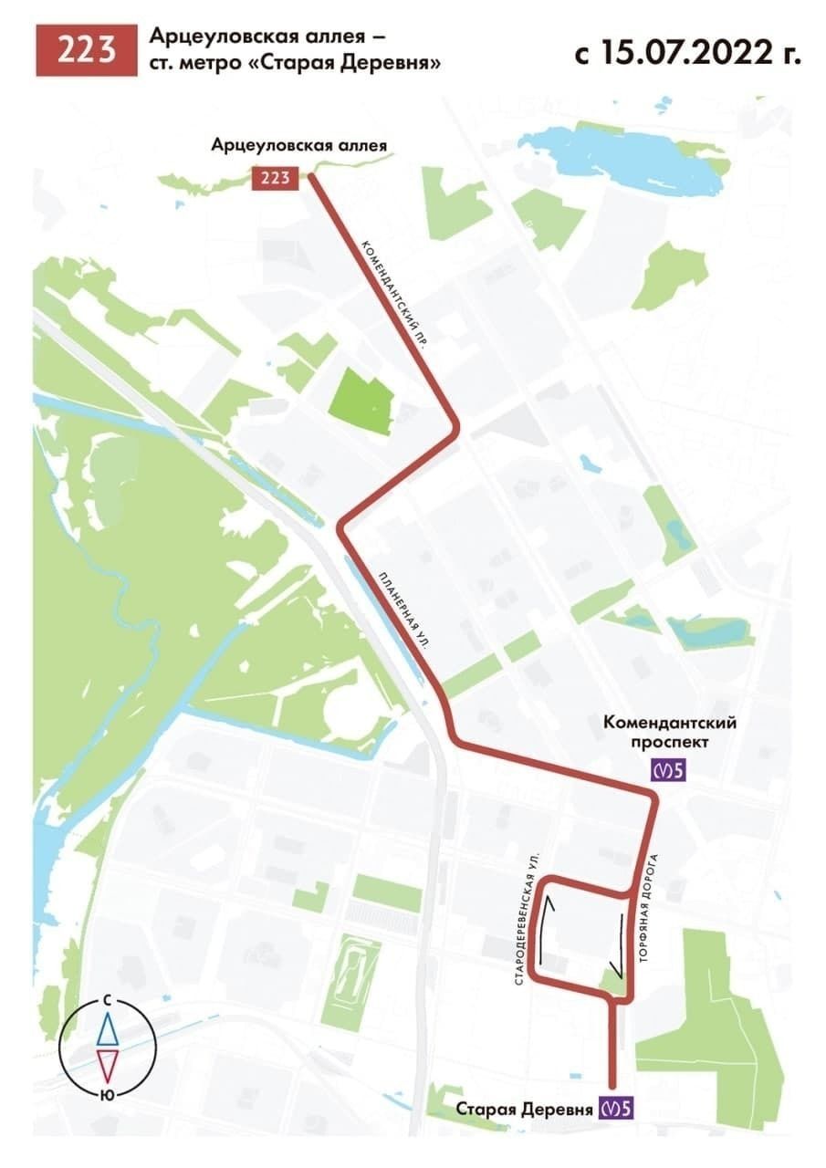 От Арцеуловской аллеи до метро «Комендантский проспект» и «Старая Деревня»  пустят новый автобус