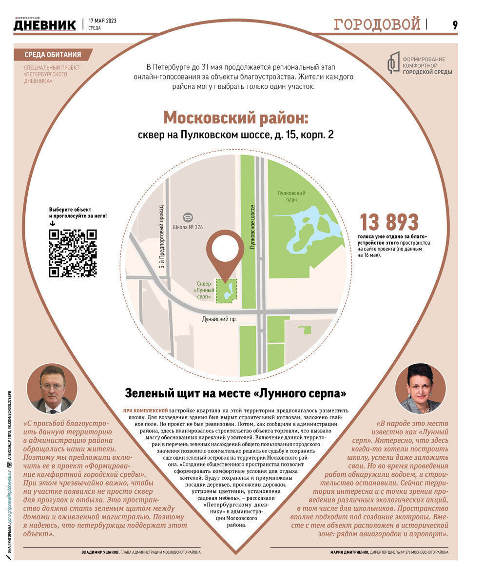 Онлайн-голосование за объекты благоустройства: Московский район