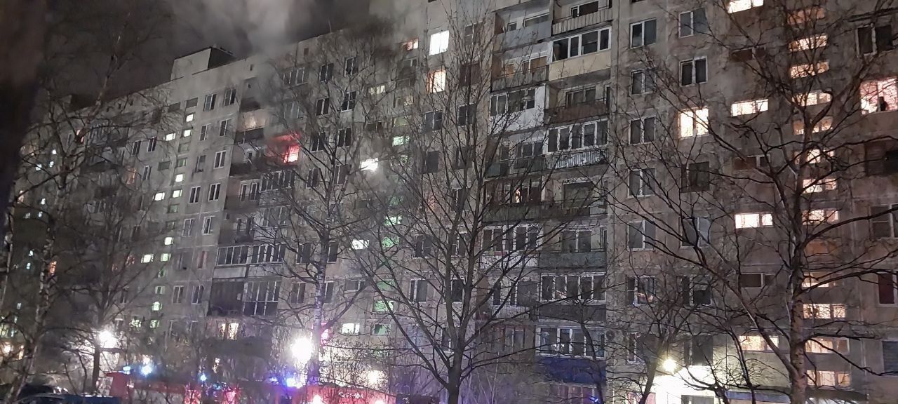 При пожаре на Загребском бульваре пострадали два человека
